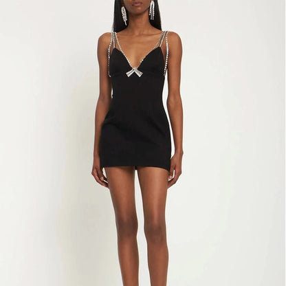 Women's Party Dress Sexy V Neck Sleeveless Solid Color Above Knee Cocktail Party