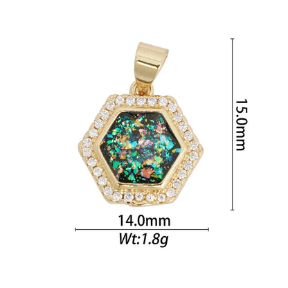 1 Piece Copper Zircon Hexagon Bear Planet Pendant