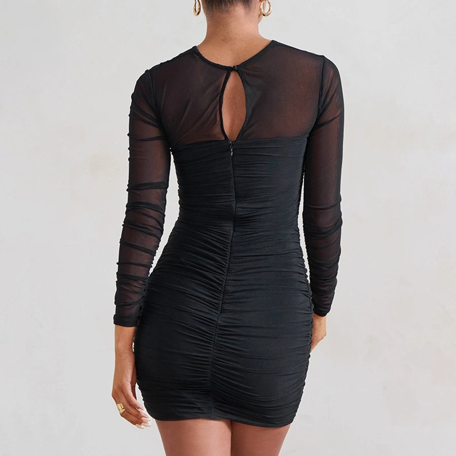women's bodycon dress sexy long sleeve solid color short mini dress banquet