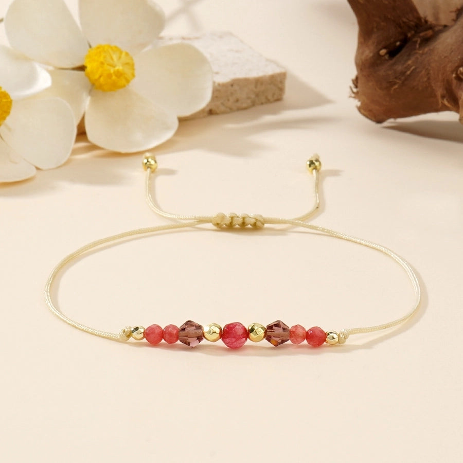 Casual Rhombus Semi-precious stone rope Woven Chain String Bracelets