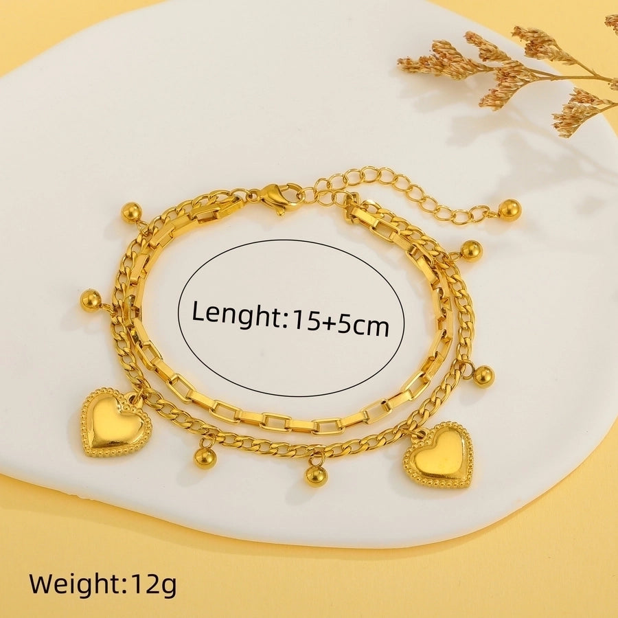 Modern Style Classic Style Heart Shape Titanium Steel 18K Gold Plated Paperclip Chain Bracelets In Bulk Stainless Steel Bracelets