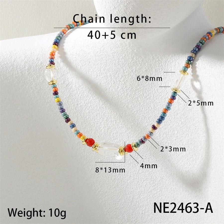 IG Style Ethnic Style Round Glass Beaded Chain Beaded Necklaces