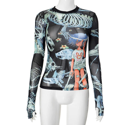 Women's T-shirt Long Sleeve T-Shirts Streetwear Cartoon
