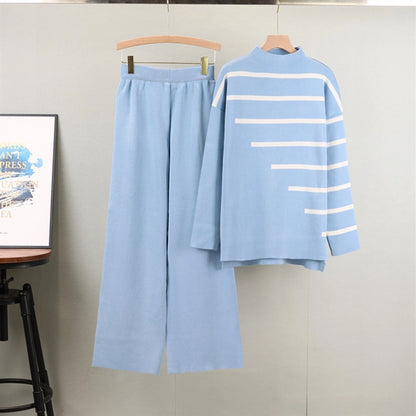 Holiday Daily Women's Vacation Simple Style Stripe Polyester Pants Sets Pants Sets