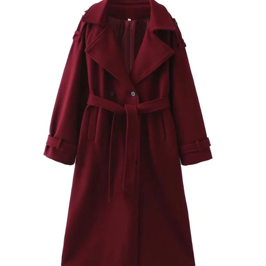 Women's Preppy Style Solid Color Coat Woolen Coat