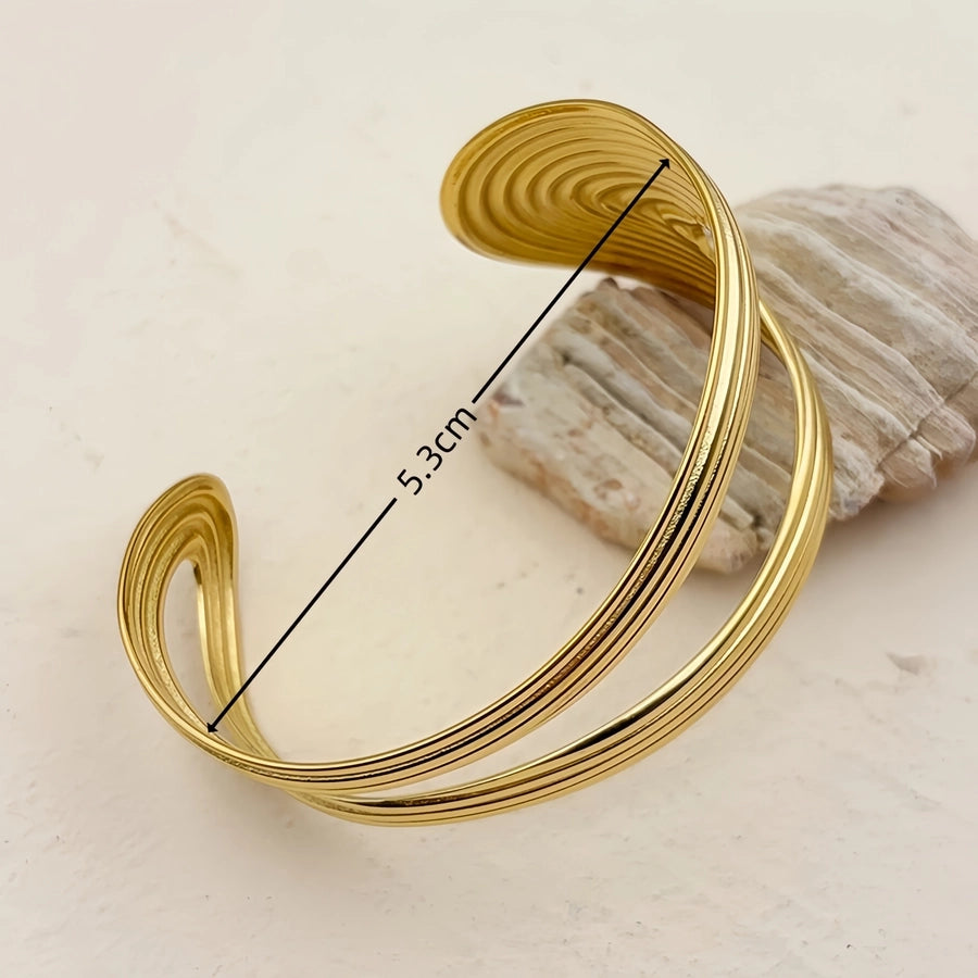 Modern Style Classic Style Water Droplets Solid Color 304 Stainless Steel 18K Gold Plated  Bangle In Bulk Stainless Steel Bracelets