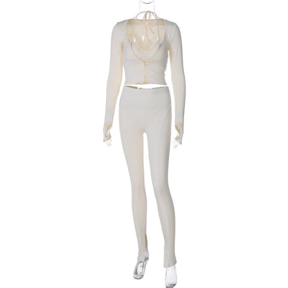 Banquet Daily Women's Elegant Solid Color Spandex Polyester Pants Sets Pants Sets