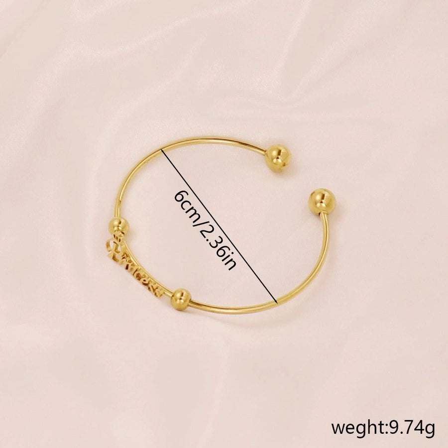 Simple Style Round 304 Stainless Steel 18K Gold Plated Cuff Bracelets In Bulk Stainless Steel Bracelets