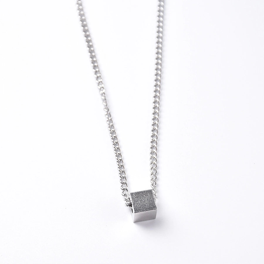 Geometric Square Necklace Men's Trendy Hip Hop Style Simple All-Matching Hoodie Clavicle Chain Niche Design