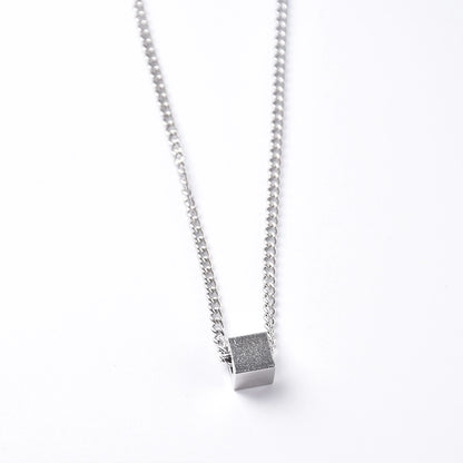 Geometric Square Necklace Men's Trendy Hip Hop Style Simple All-Matching Hoodie Clavicle Chain Niche Design