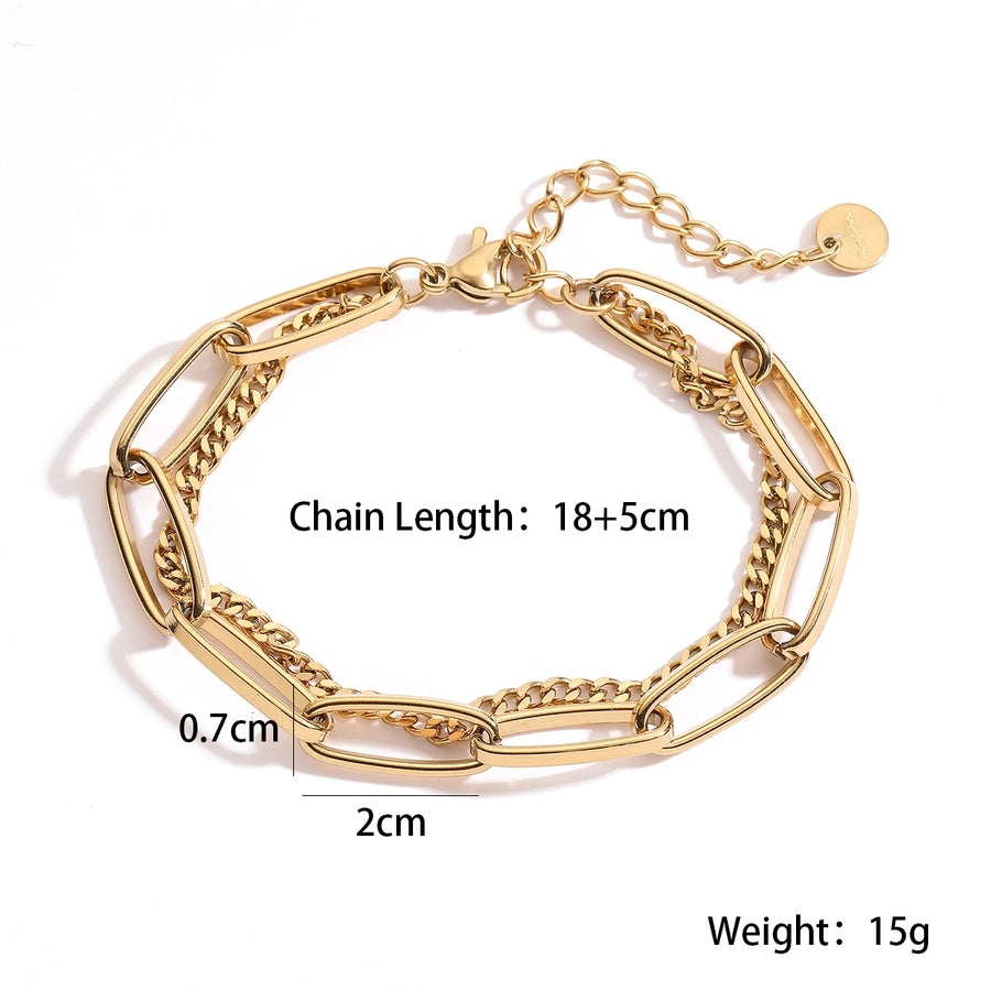Simple Style Geometric 304 Stainless Steel Paperclip Chain Bracelets In Bulk Stainless Steel Bracelets