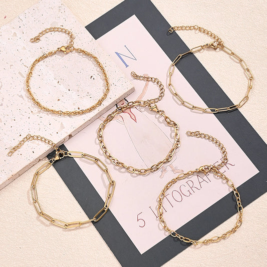 10 Strands/Package 304 Stainless Steel 18K Gold Plated cable chain Twisted Rope Chain Polished Length: 170 50mm Jewelry Accessories