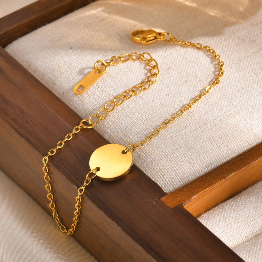 Vacation Classic Style Round 304 Stainless Steel 18K Gold Plated cable chain Bracelets In Bulk Stainless Steel Bracelets