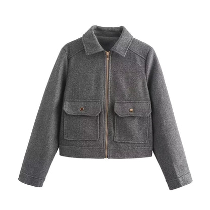 Women's Preppy Style Solid Color Coat Woolen Coat