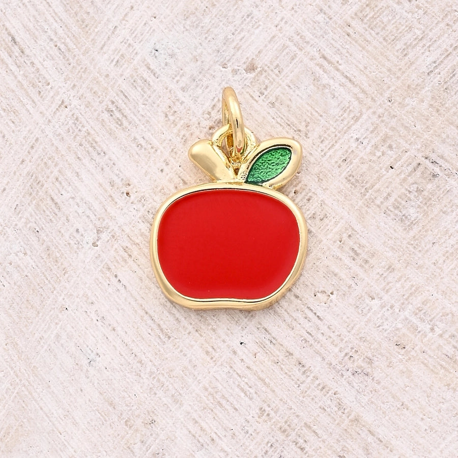 1 Pc/Package 11.5x10mm 12x9mm 13.5x11.5mm Hole 3~3.9mm Copper Zircon 18K Gold Plated Cherry Apple Strawberry Polished Pendant Jewelry Accessories