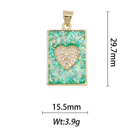 1 Piece Copper Moon Heart Shape Rose Pendant