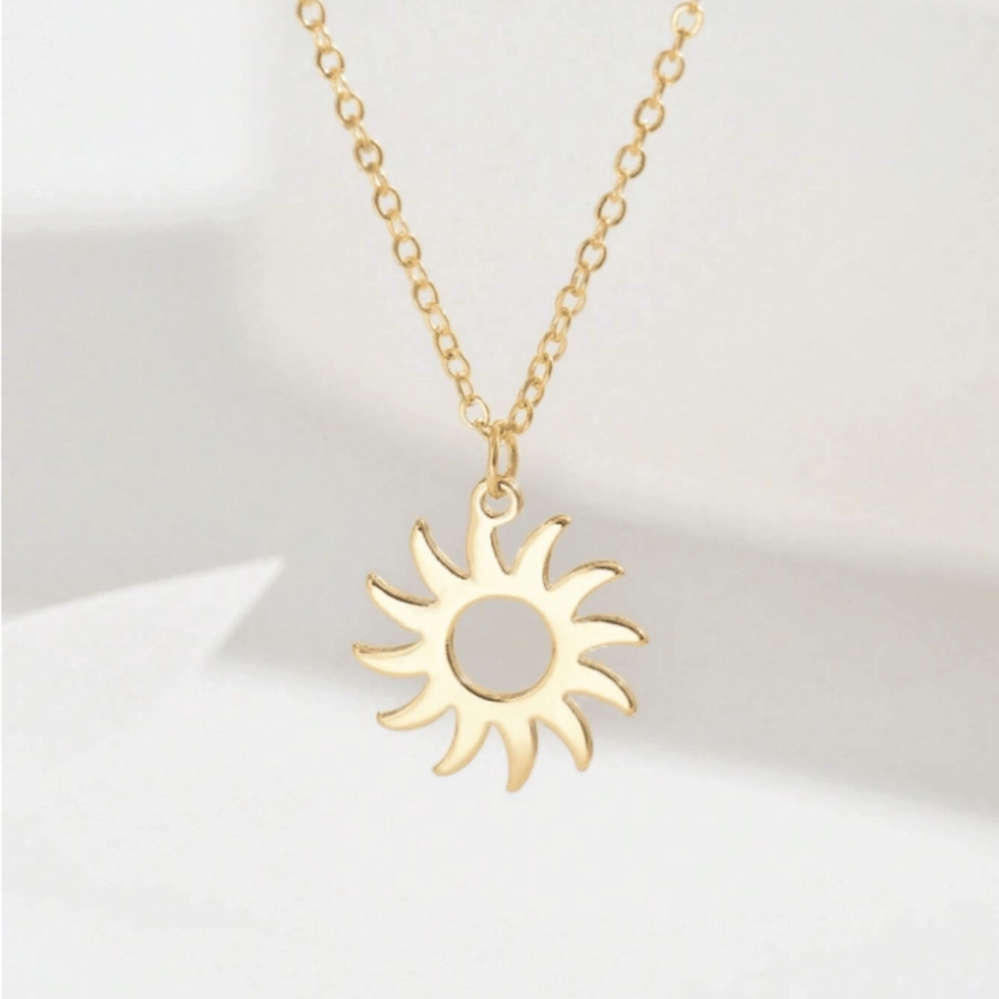 Jewelry Vintage Style Simple Style Sun 304 Stainless Steel Pendant Necklace