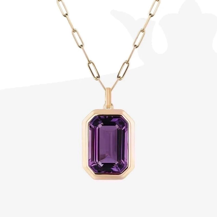 Jewelry Vintage Style Square 304 Stainless Steel Zircon 18K Gold Plated Plating Inlay Stainless Steel Necklaces