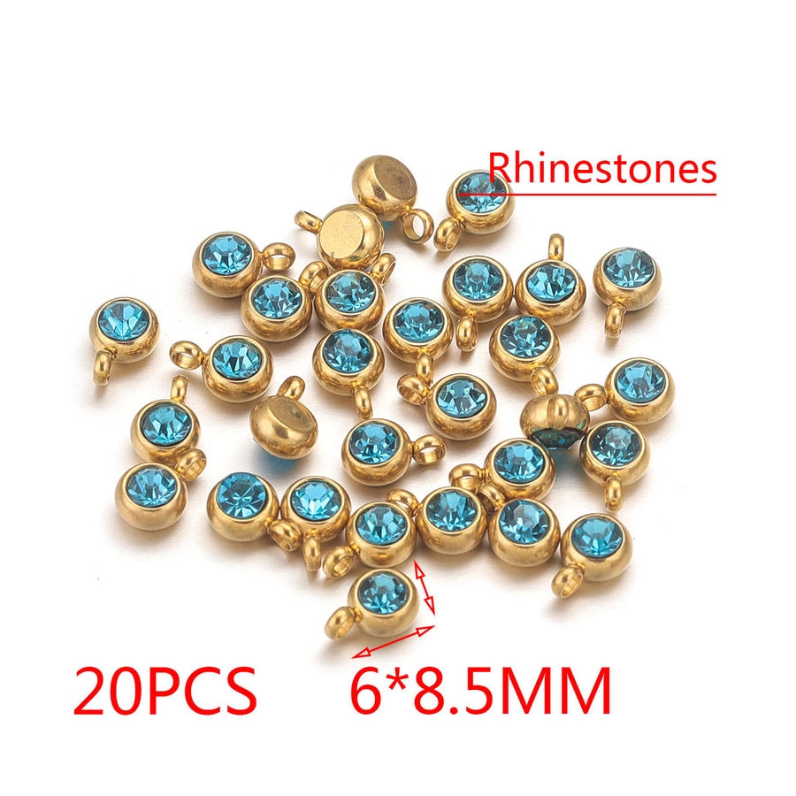 20 PCS/Package Diameter 6 mm 304 Stainless Steel Geometric Pendant Jewelry Accessories