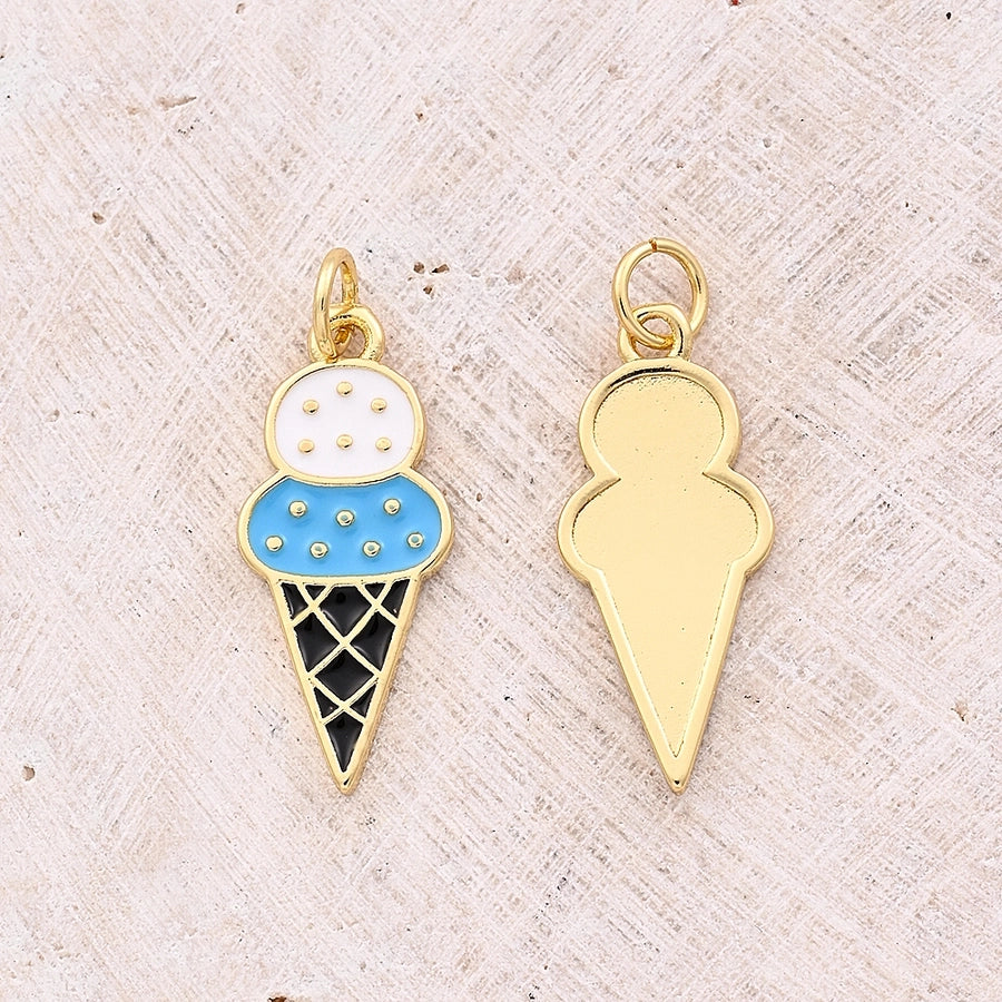 1 Pc/Package 22.5x10mm 23.5x10mm Hole 3~3.9mm Copper 18K Gold Plated Ice Cream Ice Cream Polished Pendant Jewelry Accessories