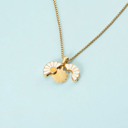 Jewelry Elegant Pastoral Daisy 304 Stainless Steel Plating Pendant Necklace