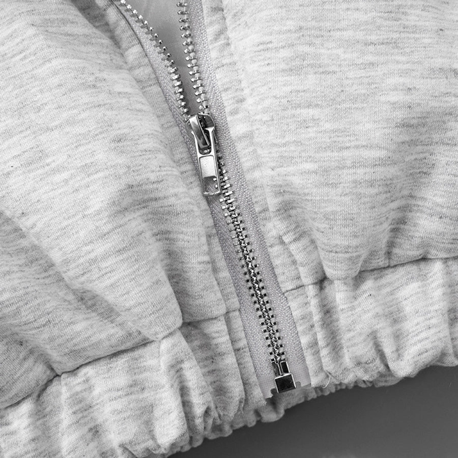 Women's Streetwear Solid Color Zipper Coat cotton clothes