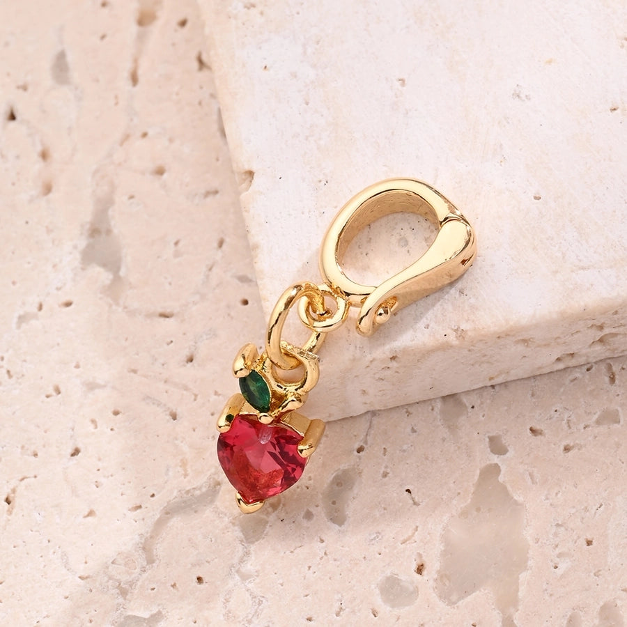 1 Pc/Package 10x6mm 11.5x12mm 14x7mm 5.5x4mm Copper Zircon 18K Gold Plated Cherry Strawberry Mushroom Polished Pendant Jewelry Accessories