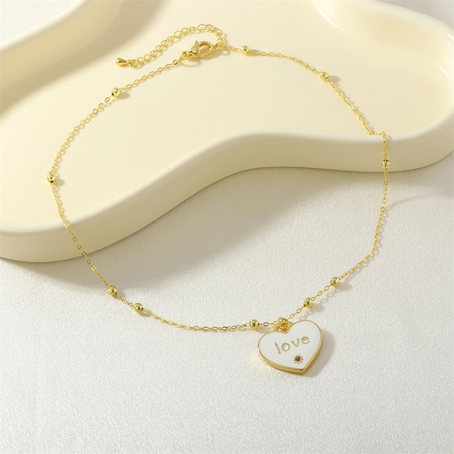Jewelry IG Style Heart Shape Copper Enamel Pendant Necklace