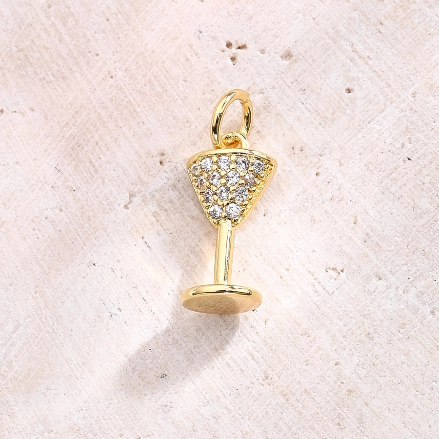 1 Pc/Package 14x7mm 18x11mm 21x9mm Hole 3~3.9mm Copper Zircon 18K Gold Plated Wine Glass Wine Bottle Polished Pendant Jewelry Accessories