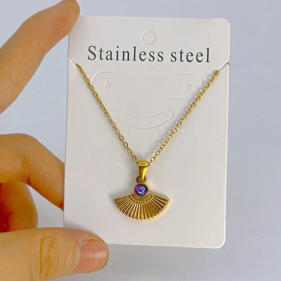 Jewelry Vintage Style Simple Style Sector 304 Stainless Steel Pendant Necklace