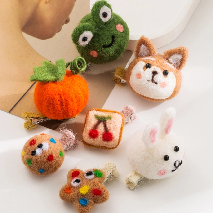 Children Unisex Cute Animal Star Cherry Cashmere Hair Clip