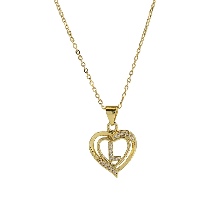 Brass cable chain Plating Letter Heart Shape Pendant Necklace