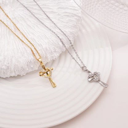 Jewelry Glam Lady Sexy Cross 304 Stainless Steel Copper Necklace
