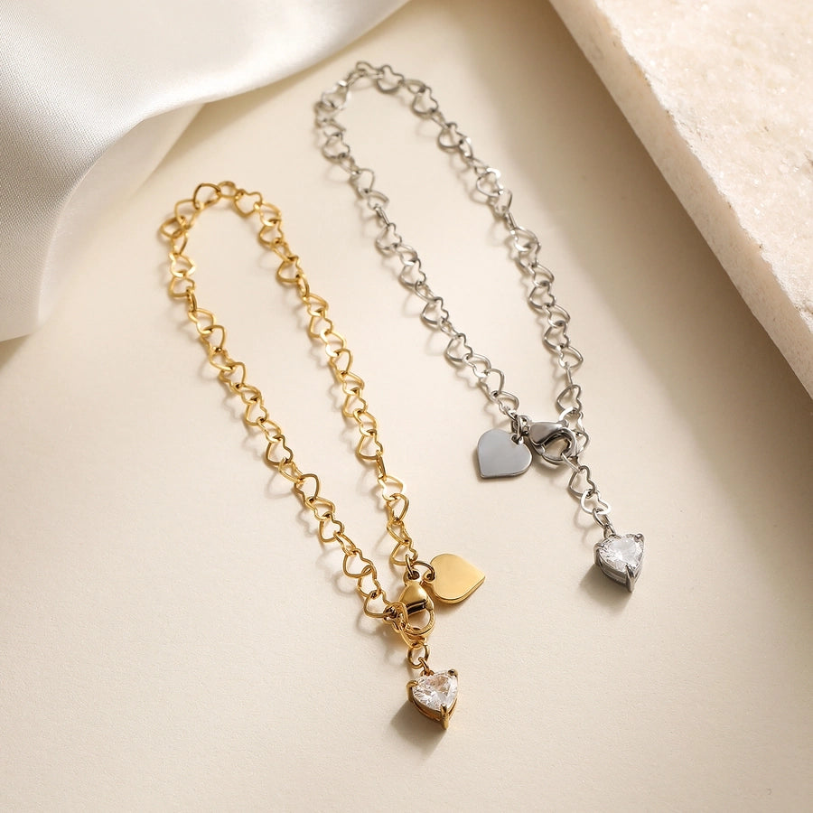Simple Style Heart Shape 304 Stainless Steel Heart bracelet  Bracelets In Bulk Stainless Steel Bracelets