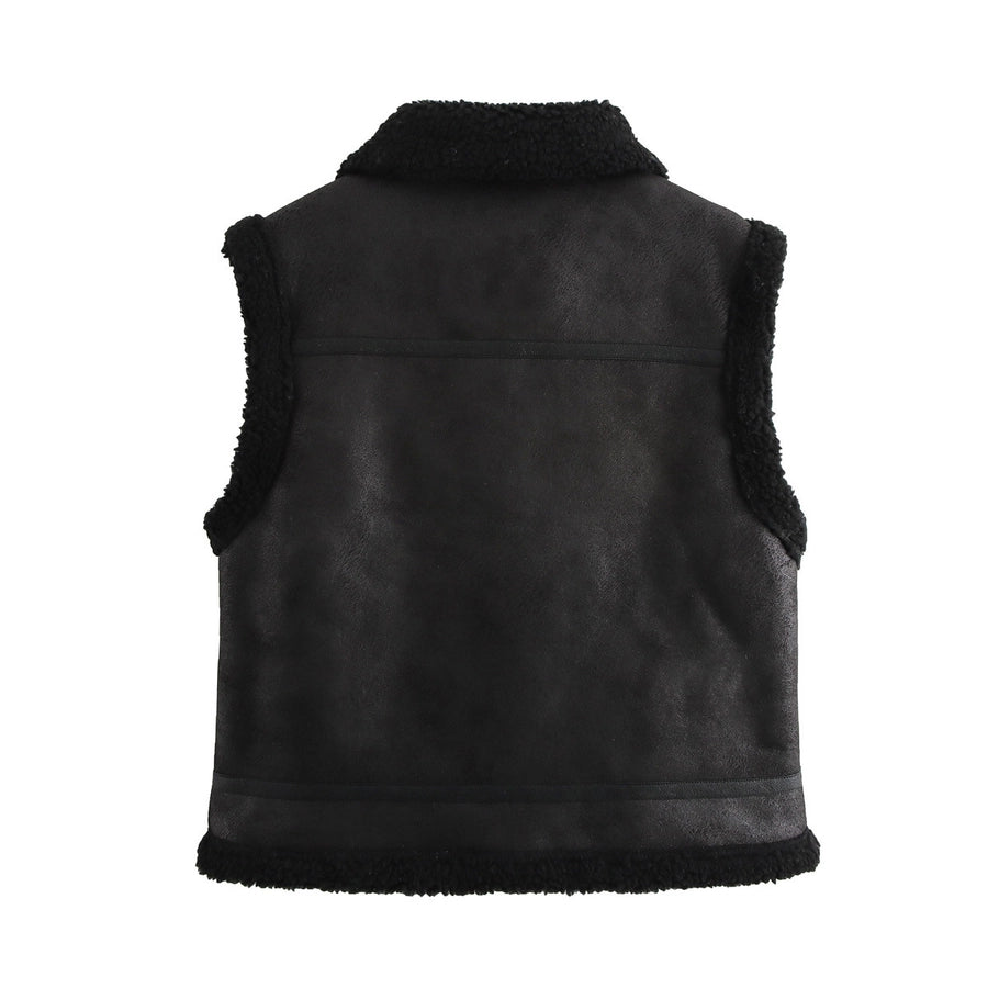 Women's Vacation Simple Style Solid Color Zipper Vest Casual Jacket