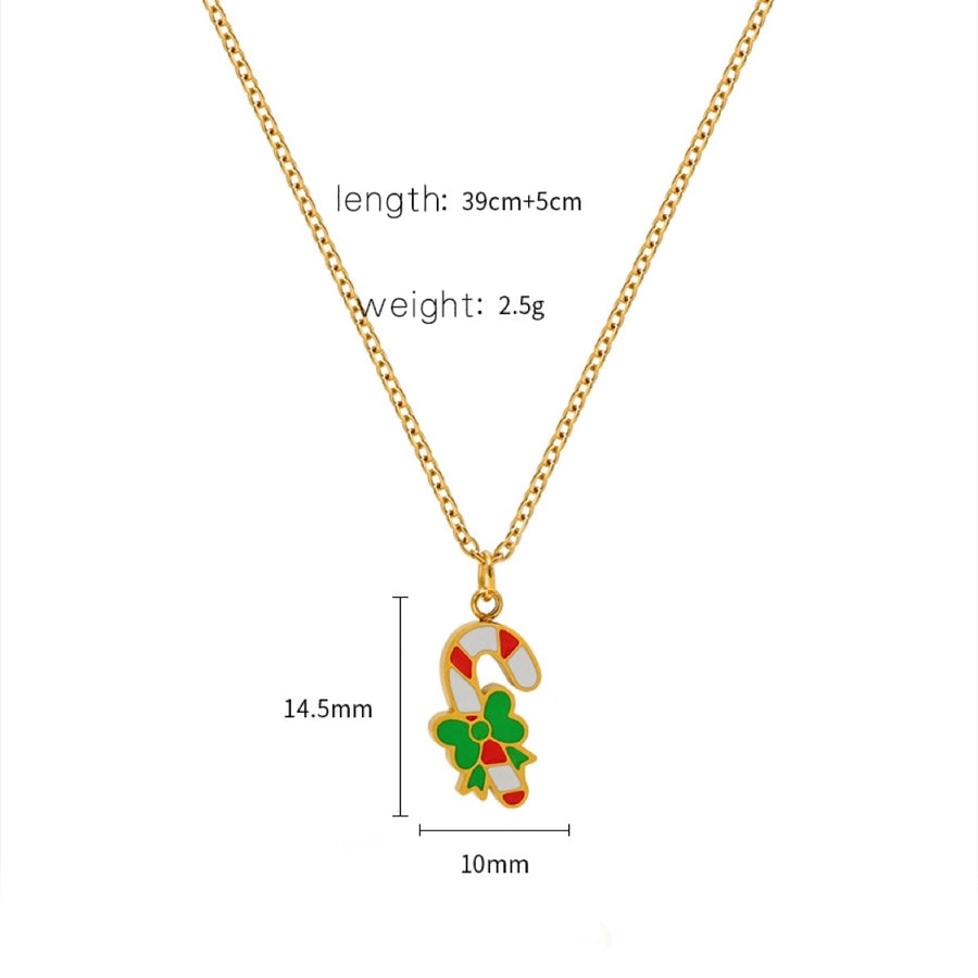 Jewelry Cute Christmas Hat Christmas Tree Christmas Socks Titanium Steel 18K Gold Plated Plating Pendant Necklace