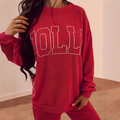 Daily Women's Casual Letter Spandex Polyester Stripe Pants Sets Pants Sets