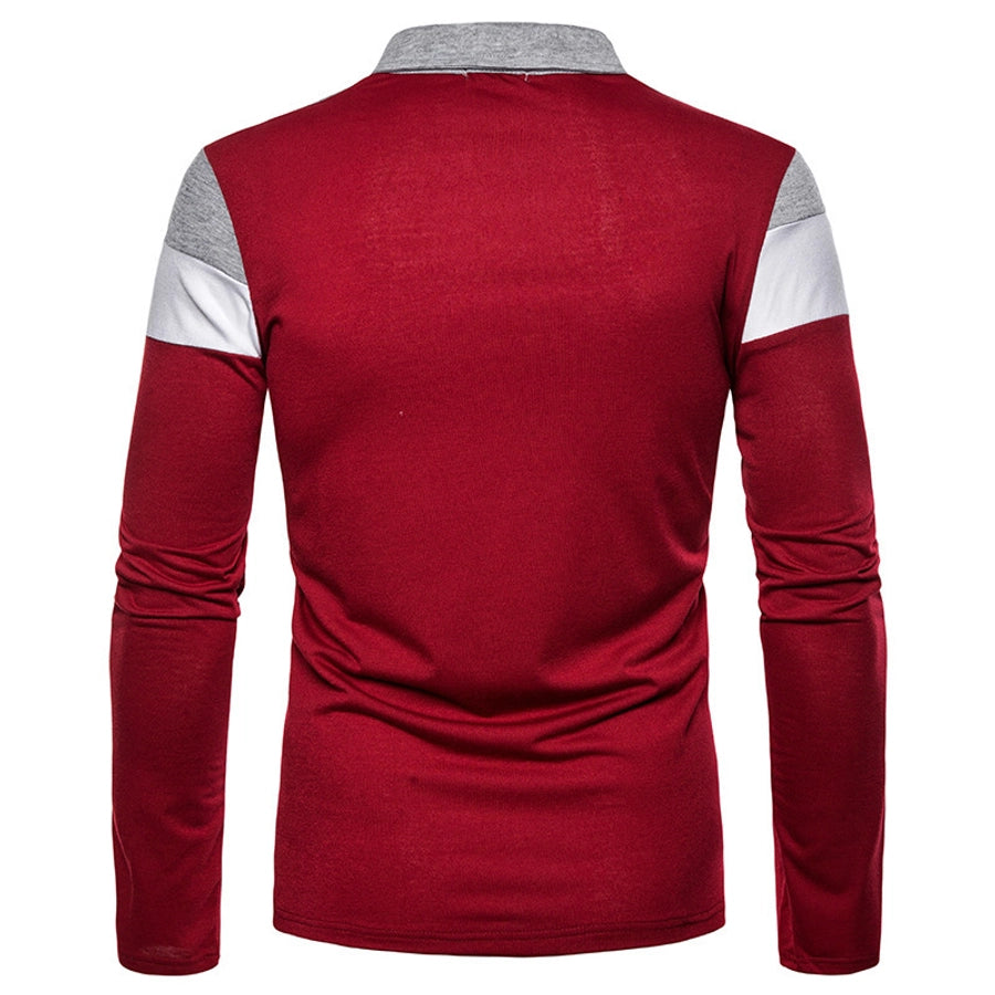 Men's long-sleeved  shirt 3 color stitching T-shirt  new  casual fashion  T-shirt fashion