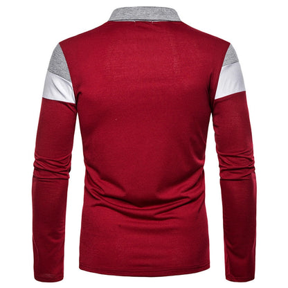 Men's long-sleeved  shirt 3 color stitching T-shirt  new  casual fashion  T-shirt fashion