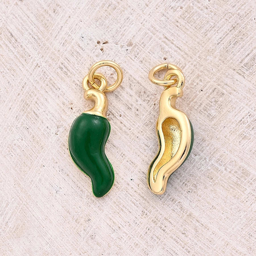 1 Pc/Package 18x12.5mm 18x6mm Hole 3~3.9mm Copper 18K Gold Plated chili Polished Pendant Jewelry Accessories