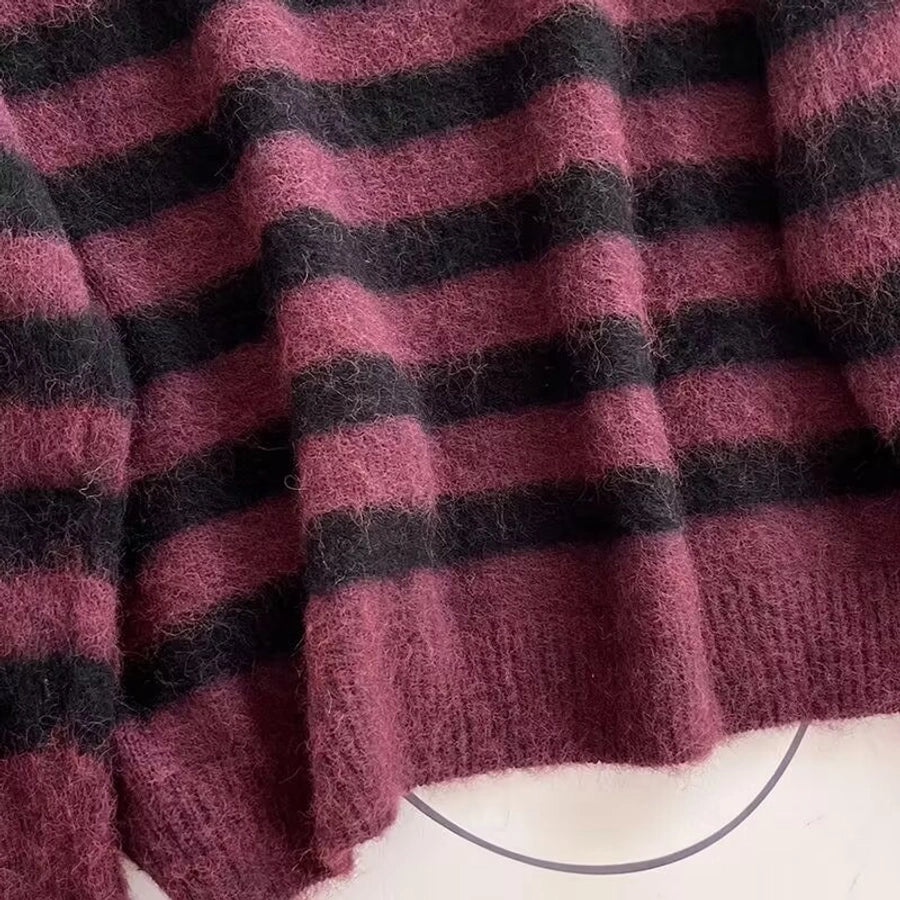 Women's Sweater Long Sleeve Sweaters & Cardigans Casual Stripe