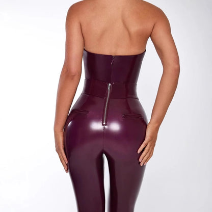 Women's Holiday Sexy Solid Color Ankle-Length Jumpsuits