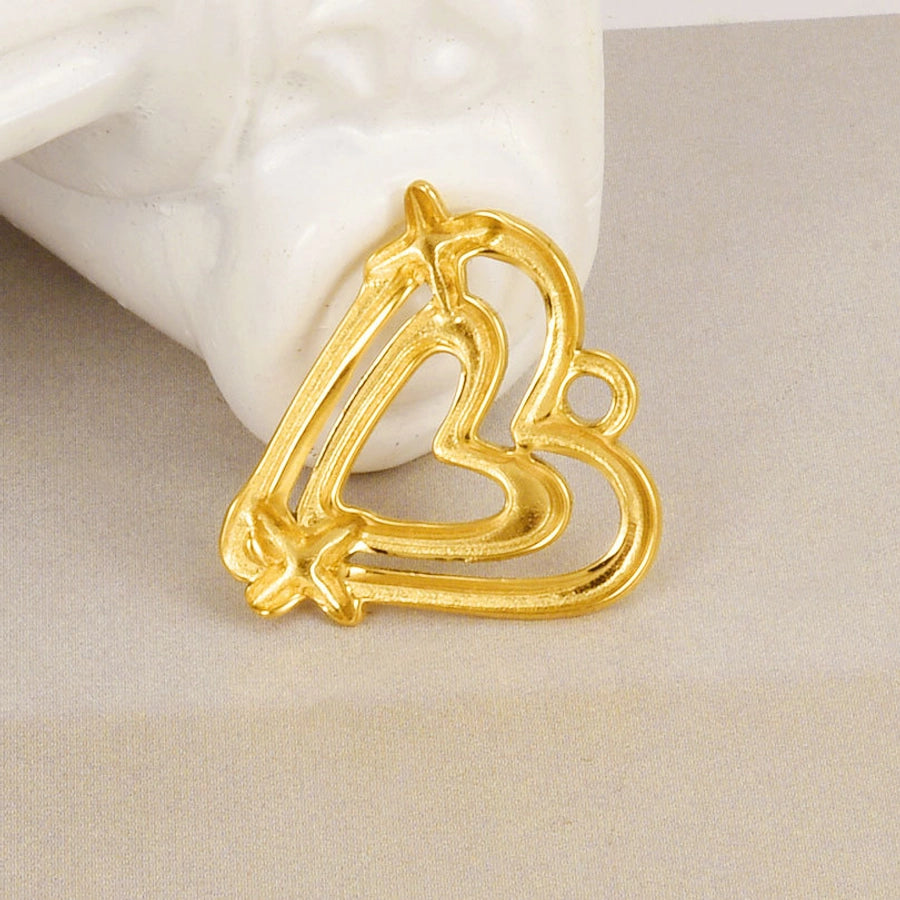 1 Piece 17*18 304 Stainless Steel 18K Gold Plated Heart Shape Pendant Jewelry Accessories
