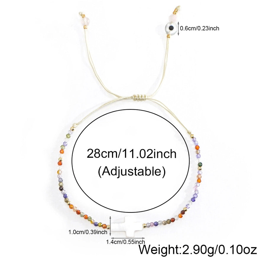 Simple Style Cross Eye natural stone Wax line Shell  String Bracelets