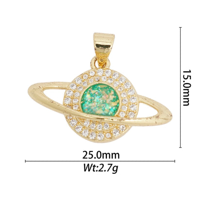 1 Piece Copper Zircon Hexagon Bear Planet Pendant
