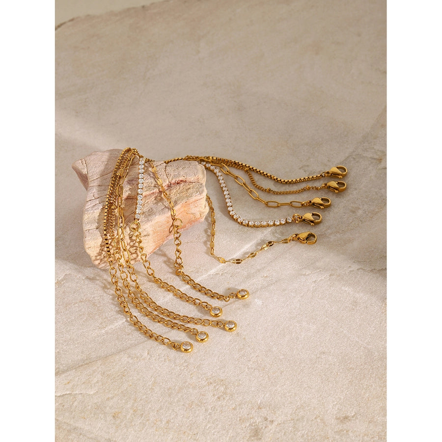 Simple Style Classic Style Geometric 304 Stainless Steel Paperclip Chain box chain Tennis Chain Bracelets In Bulk Stainless Steel Bracelets