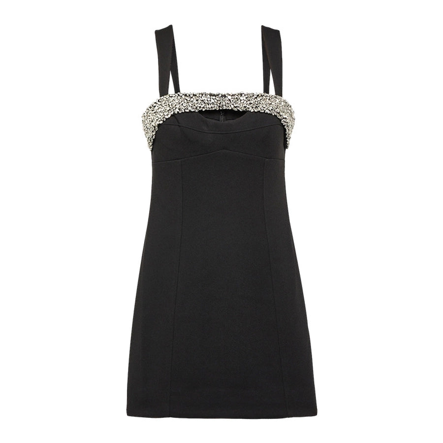 Women's Party Dress Elegant Boat Neck Diamond Sleeveless Solid Color Above Knee Cocktail Party