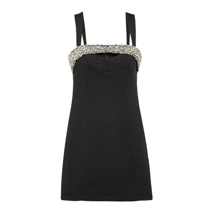 Women's Party Dress Elegant Boat Neck Diamond Sleeveless Solid Color Above Knee Cocktail Party