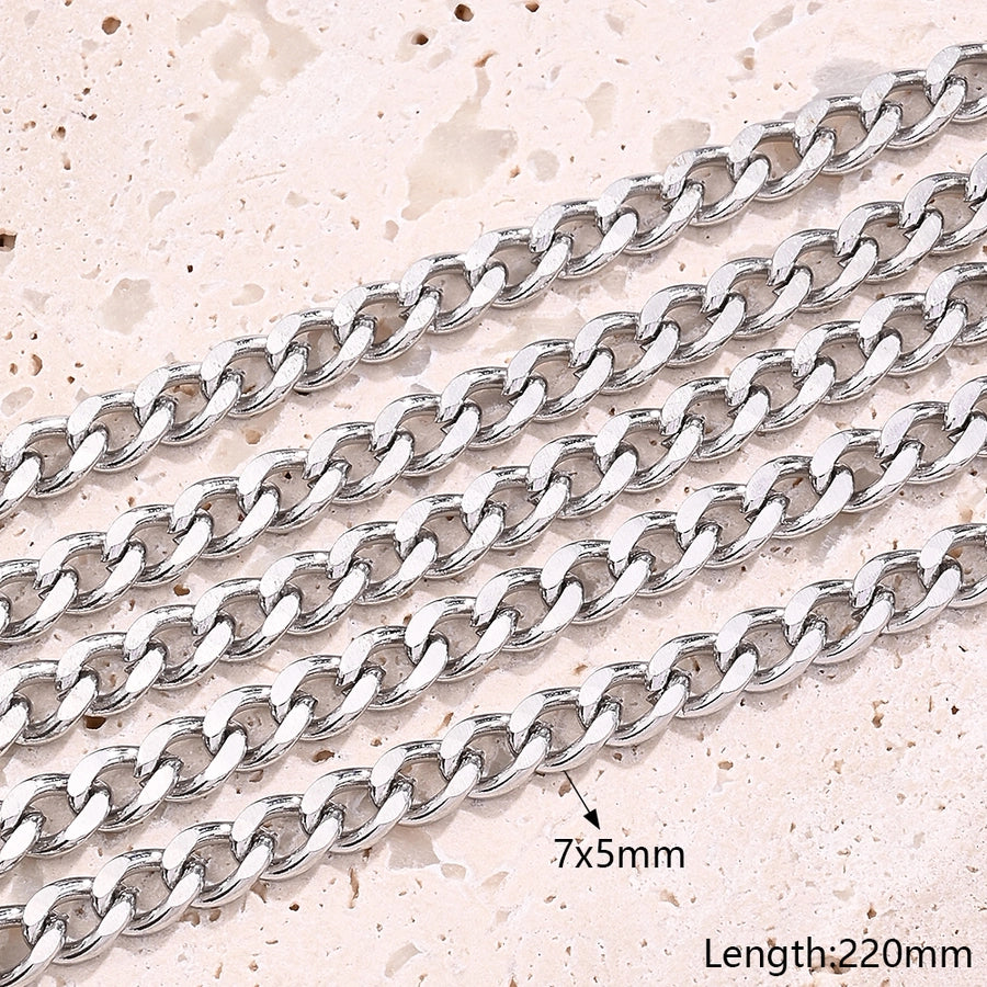 10 Strands/Package 5 Strands/Package 304 Stainless Steel Cuban Link Chain Curb Chain cable chain Belcher Chain Polished Length: 170 50mm Length: 220mm Length:230+50mm Jewelry Accessories