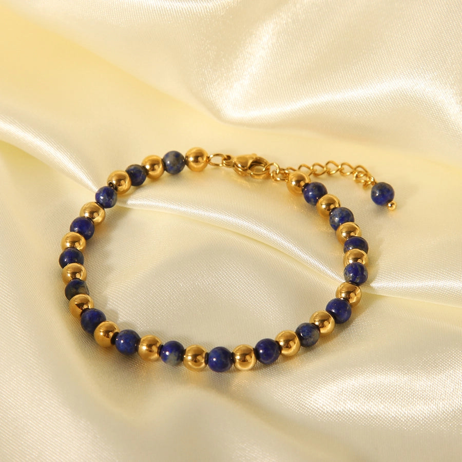 Chinoiserie Modern Style Korean Style Geometric 201 Stainless Steel natural stone Bracelets In Bulk Natural Stone Bracelet